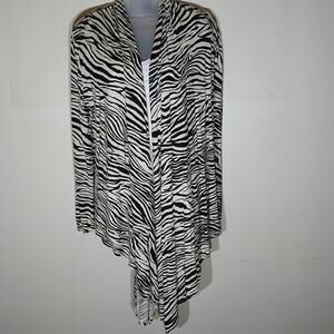 Colour works open front cardigan zebra pattern. Size L